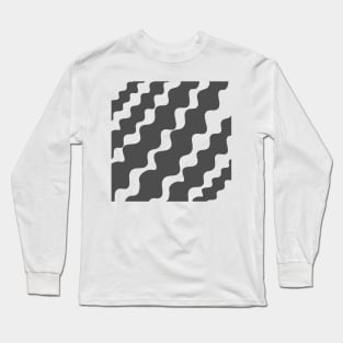 Grey and white slanting waves pattern Long Sleeve T-Shirt